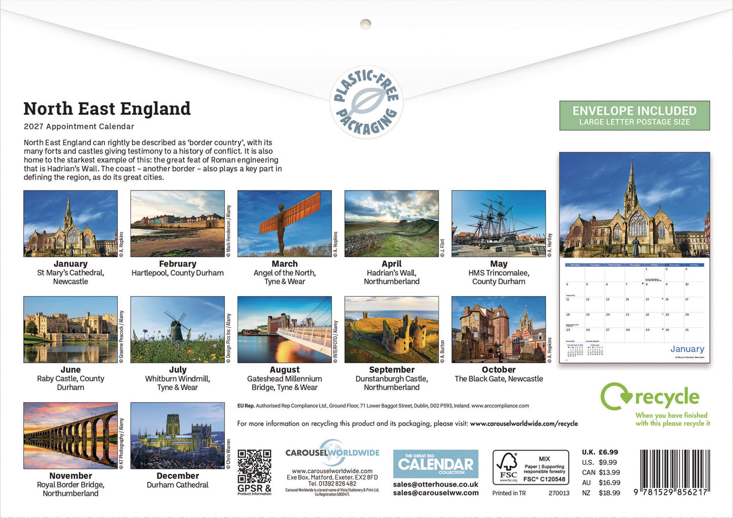North East England A4 Calendar 2027