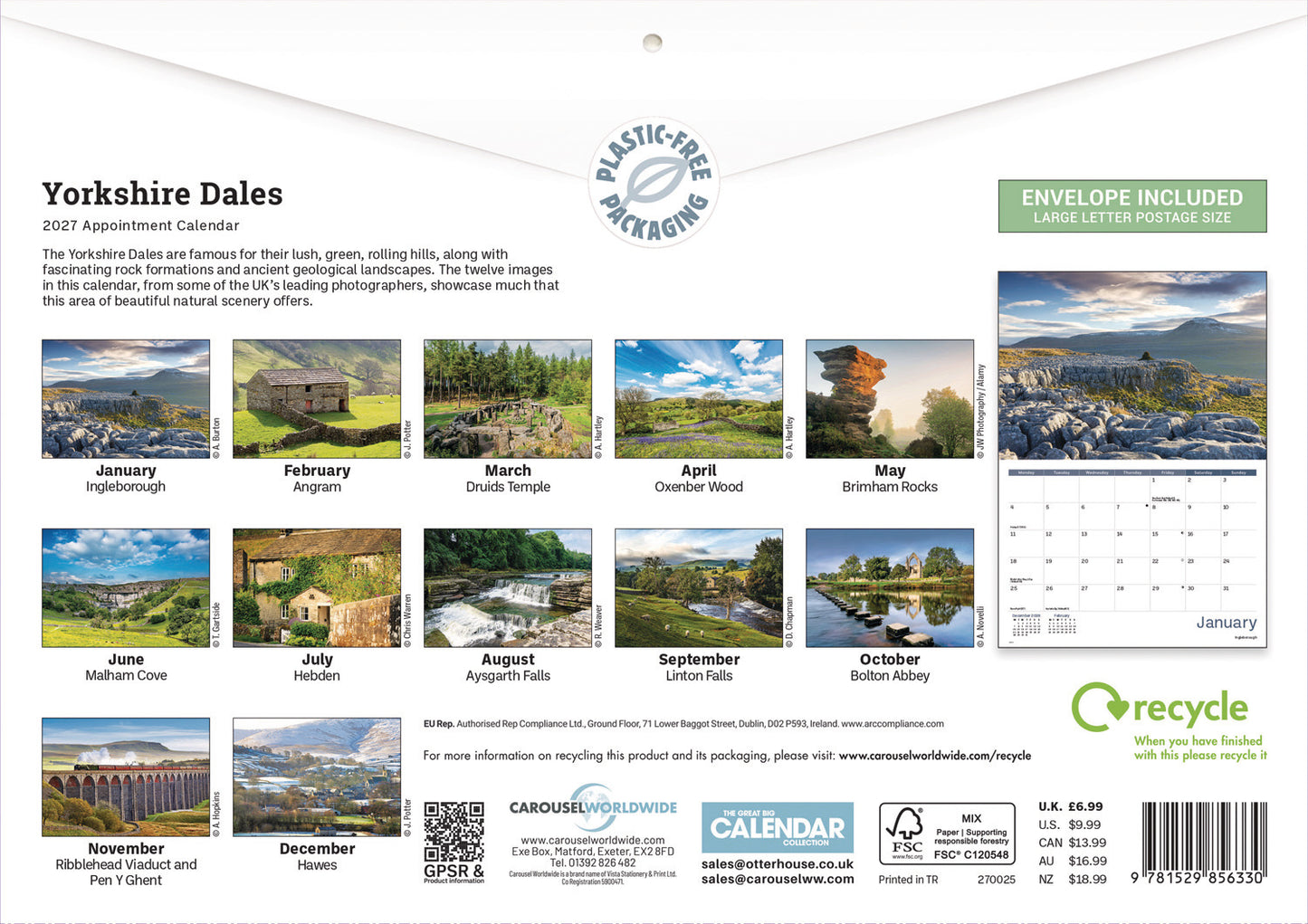 Yorkshire Dales A4 Calendar 2027
