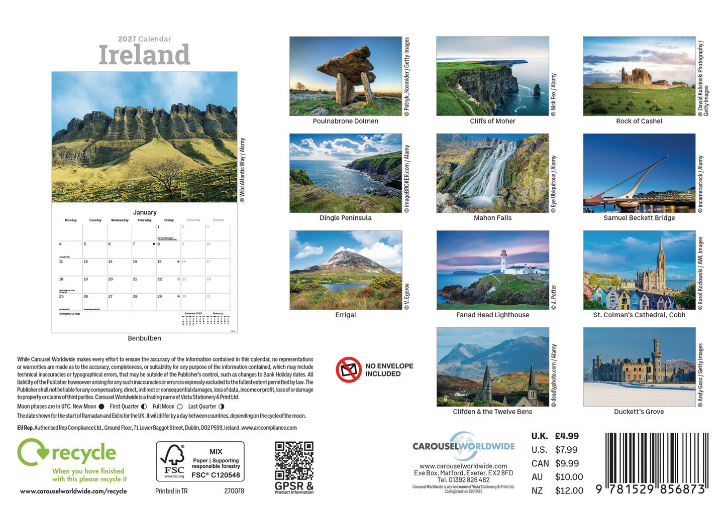 Ireland Eire A5 Calendar 2027