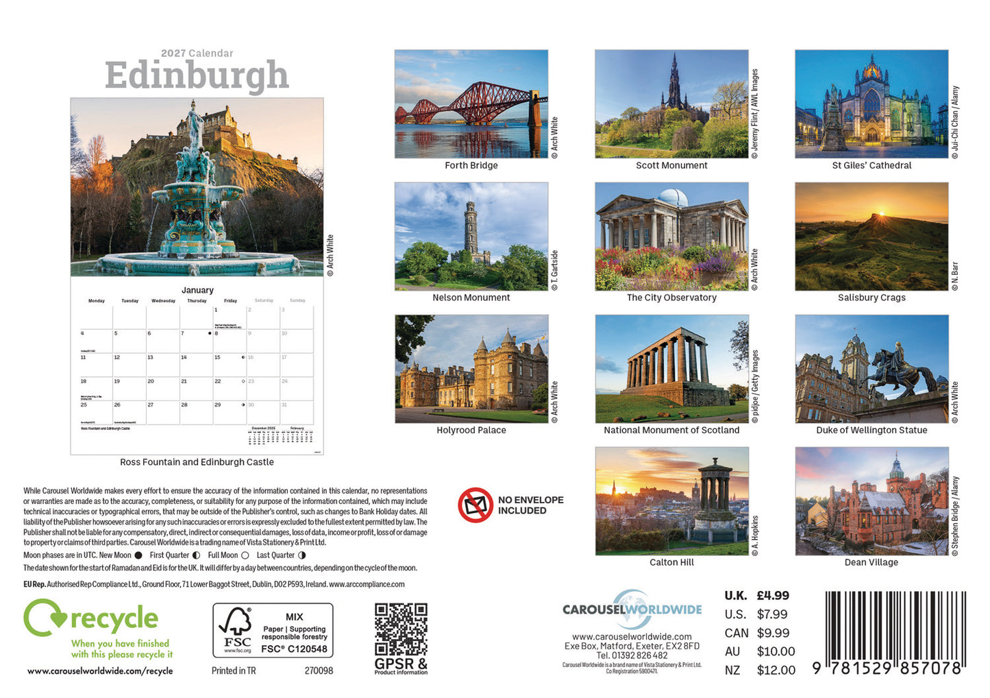 Edinburgh A5 Calendar 2027