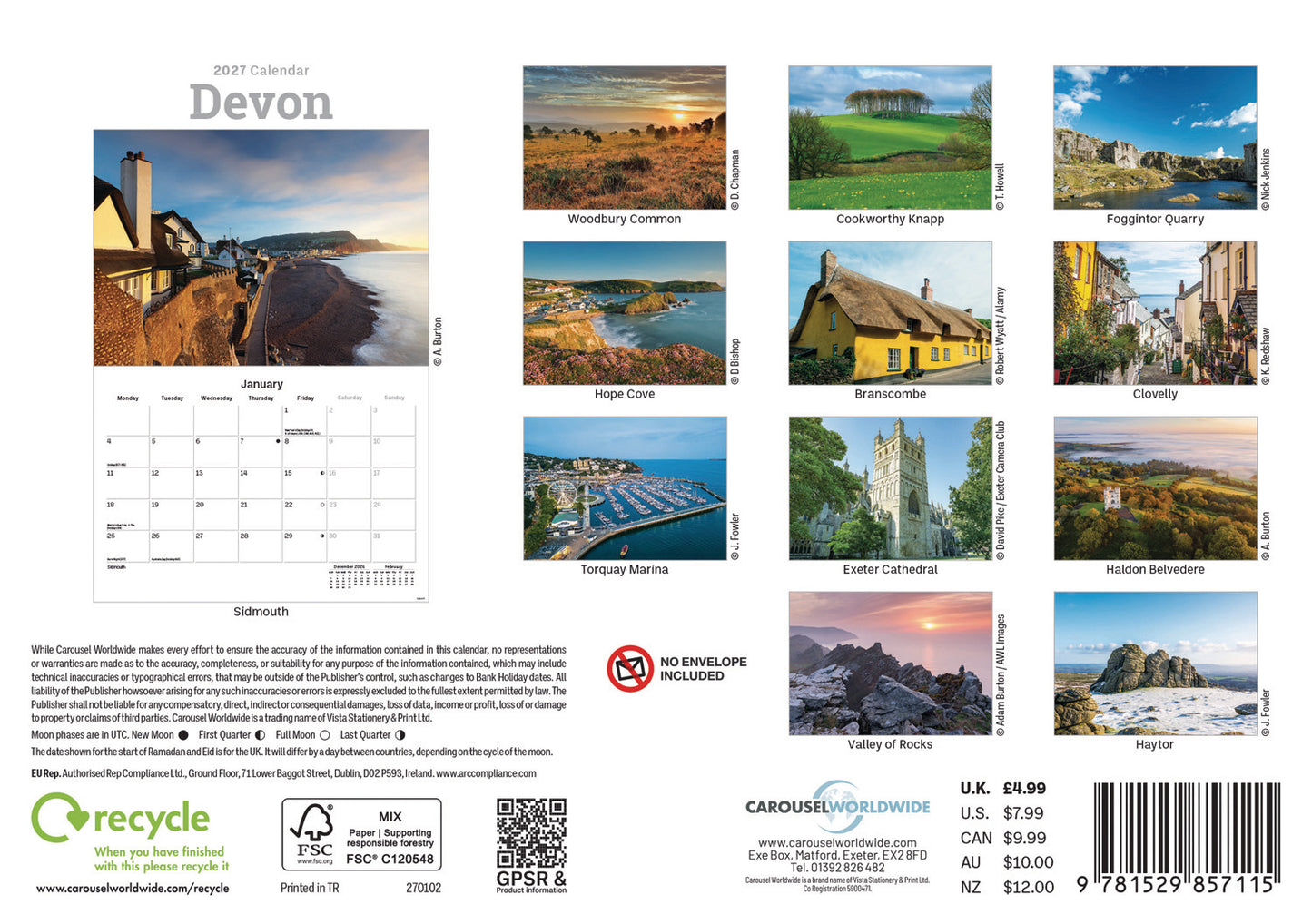 Devon A5 Calendar 2027