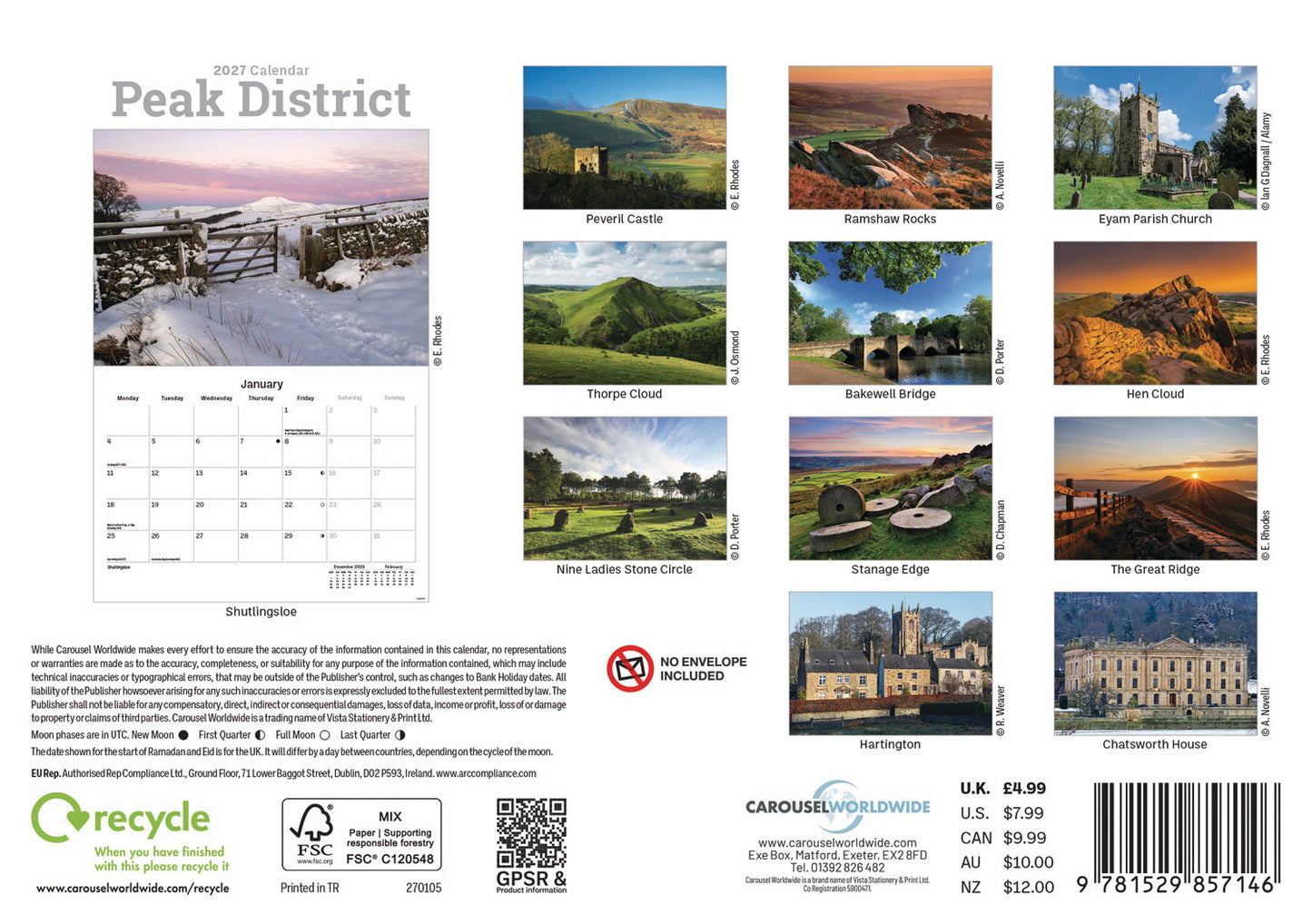 Peak District A5 Calendar 2027