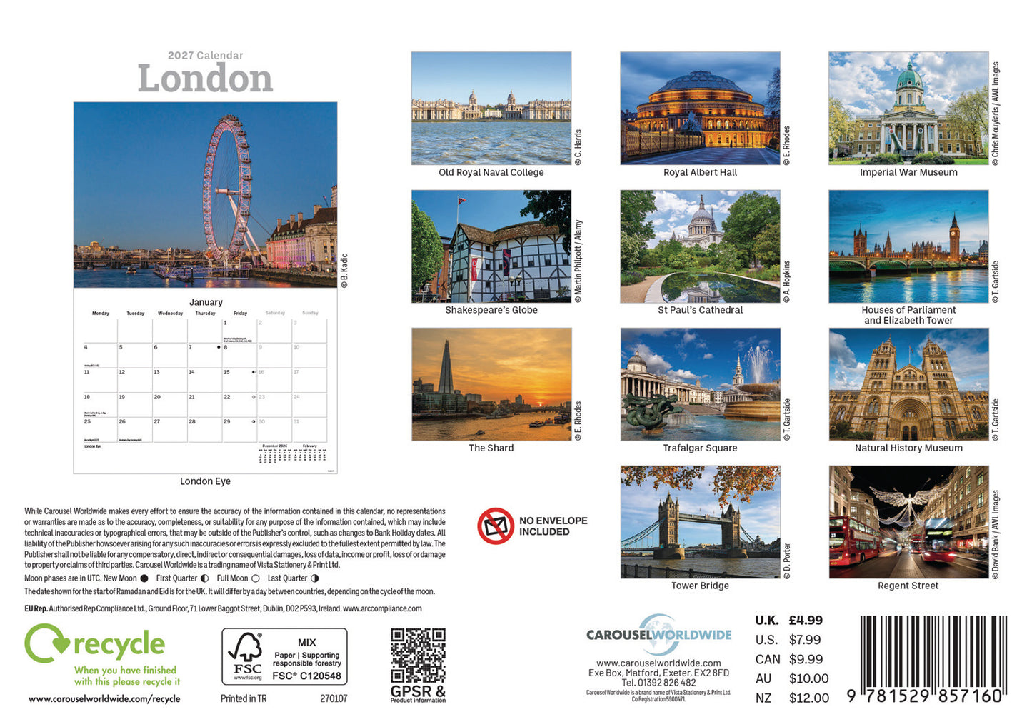 London A5 Calendar 2027