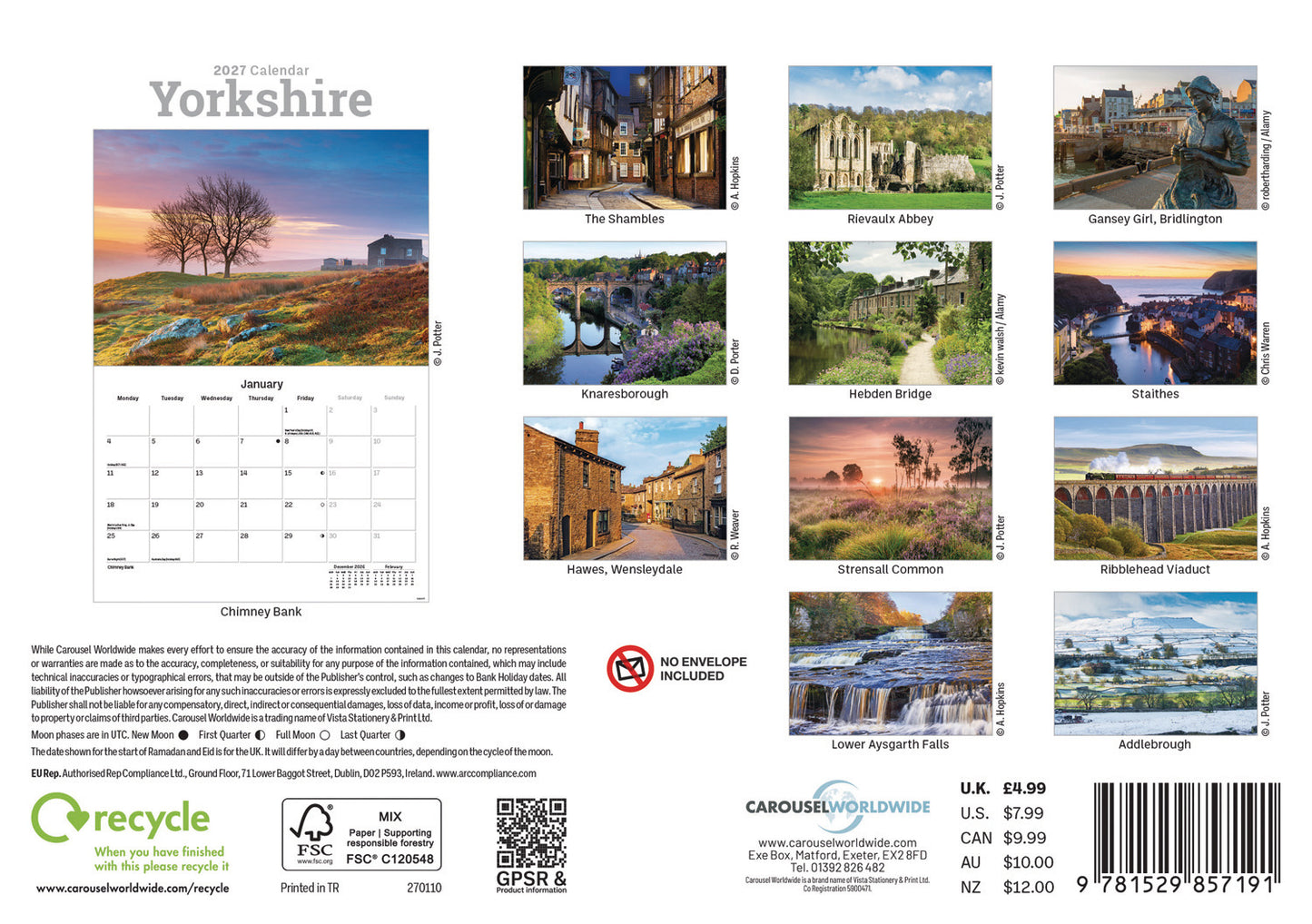 Yorkshire A5 Calendar 2027