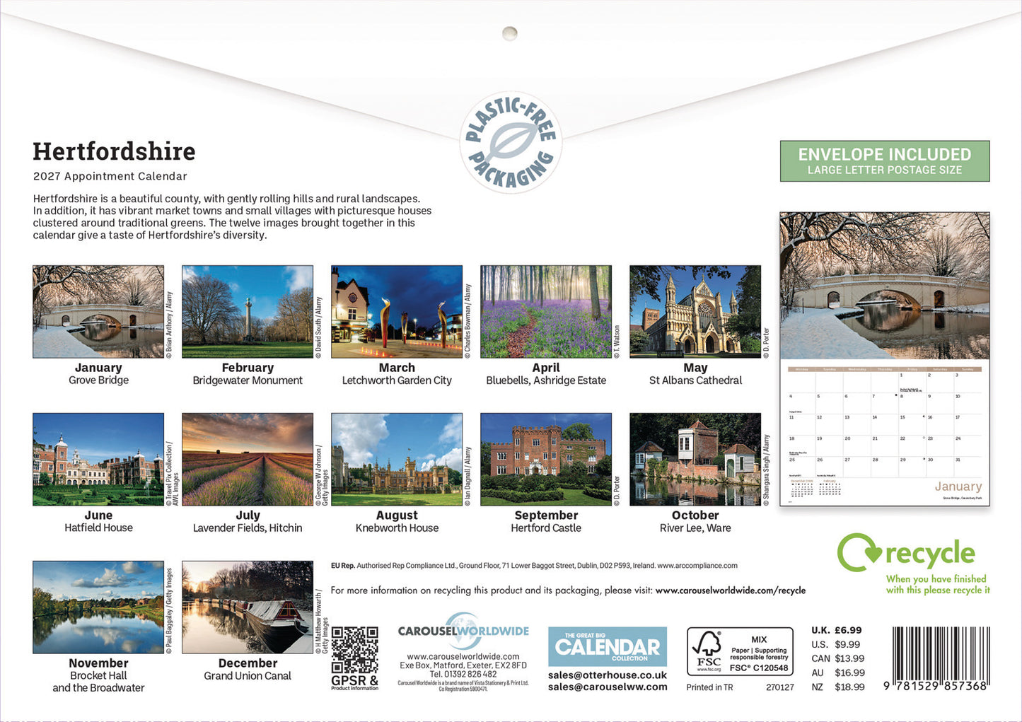 Hertfordshire A4 Calendar 2027