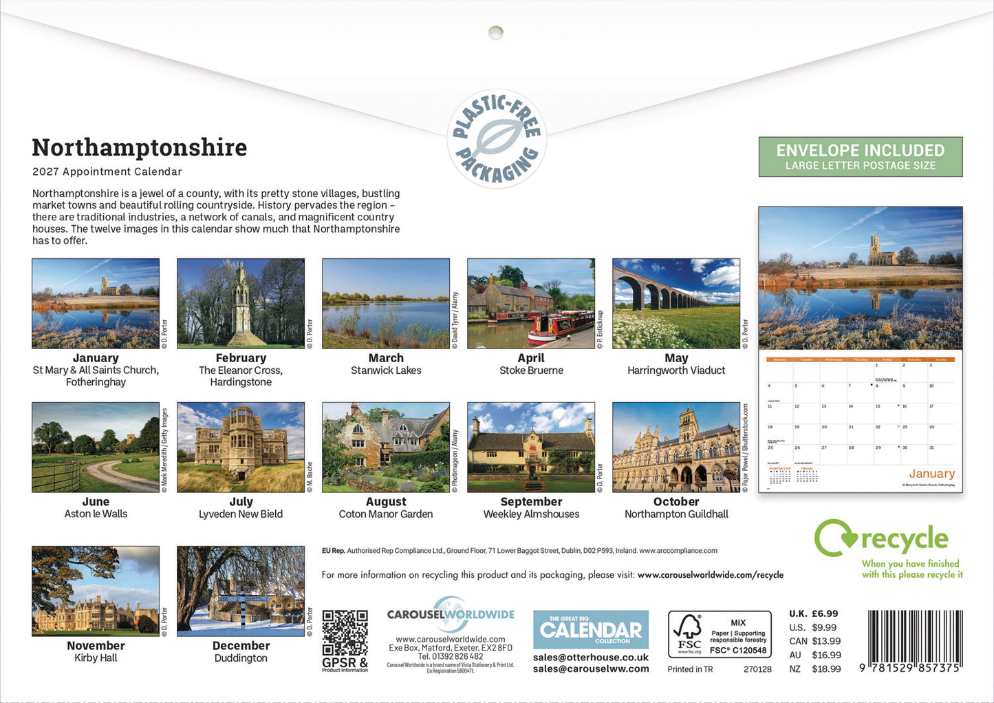 Northamptonshire A4 Calendar 2027