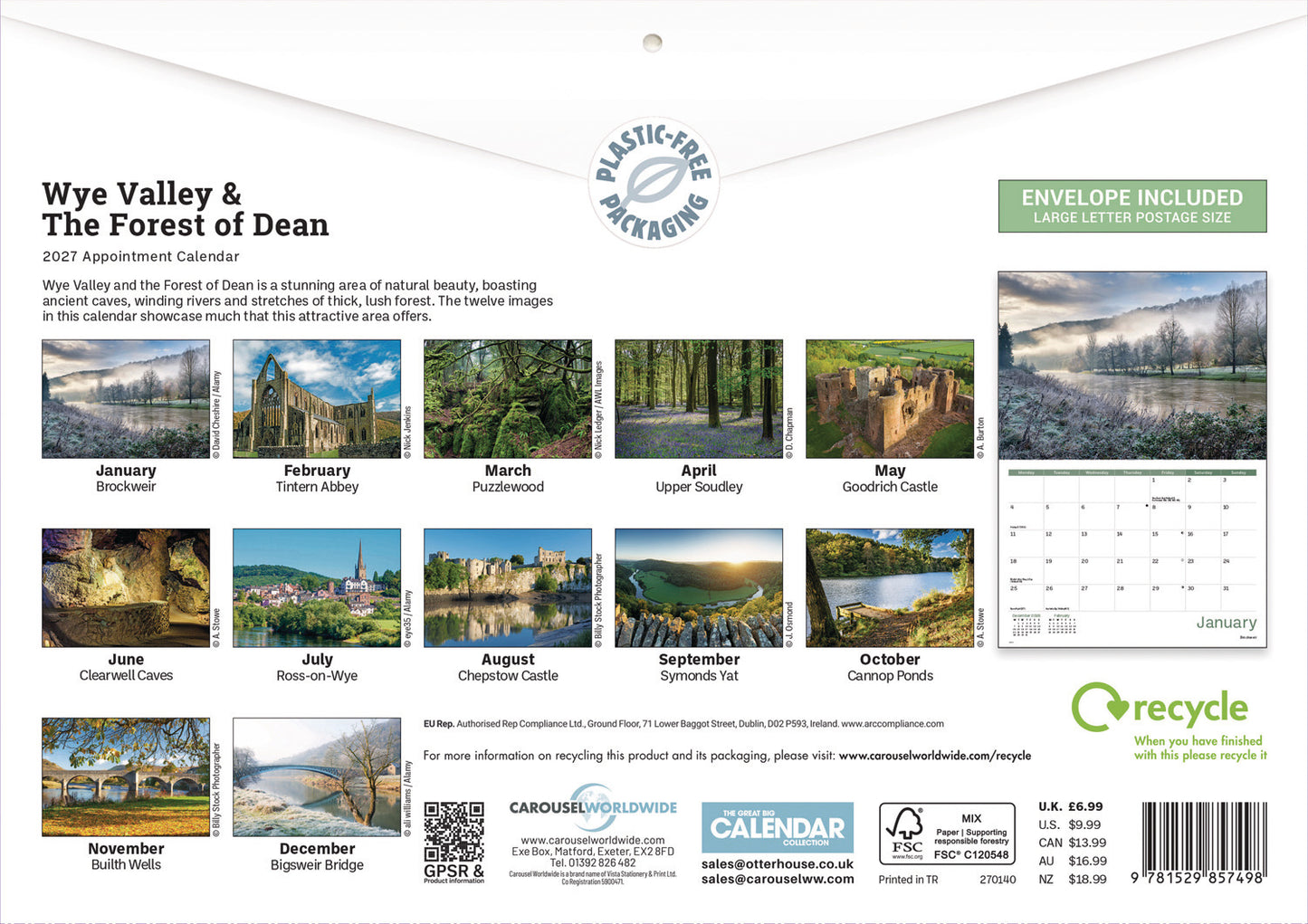 Wye Valley & The Forest of Dean A4 Calendar 2027