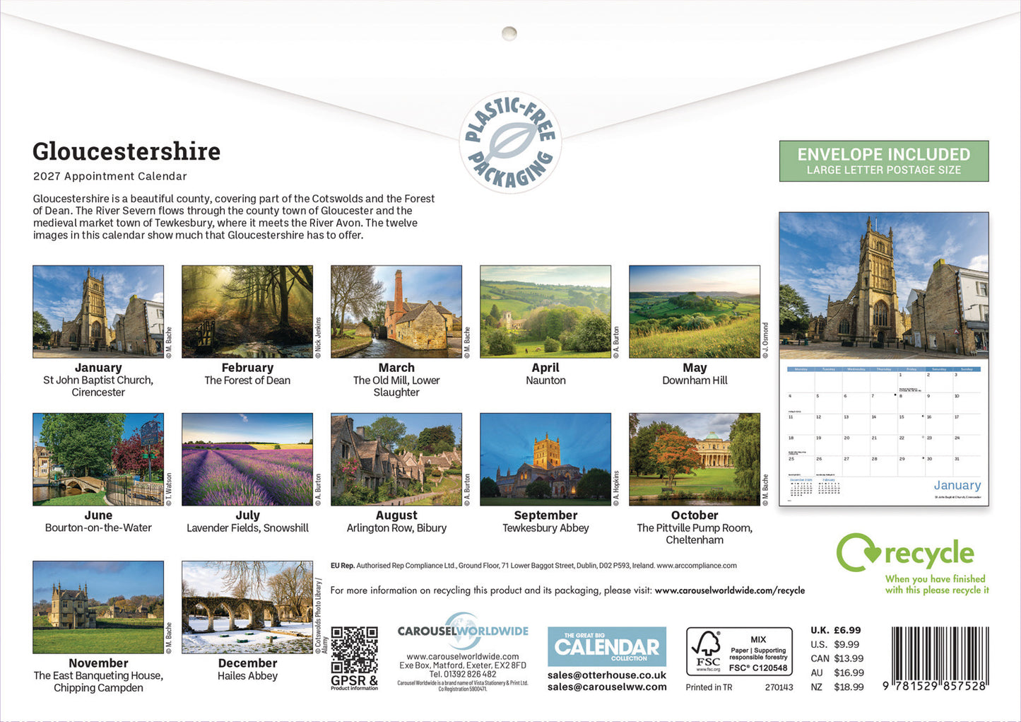 Gloucestershire A4 Calendar 2027