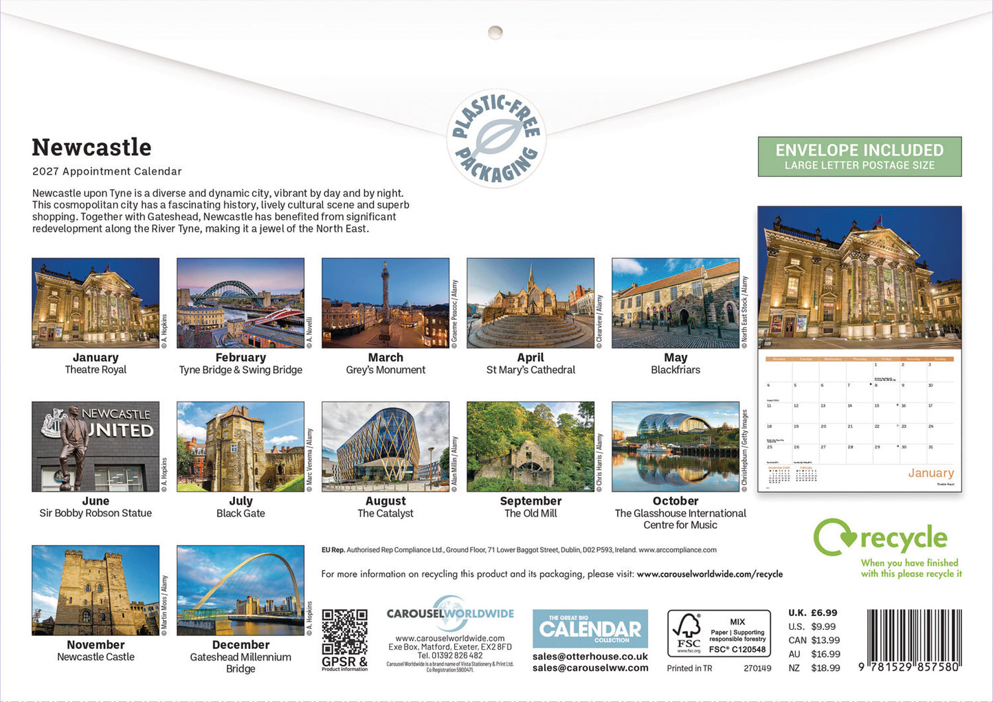 Newcastle A4 Calendar 2027