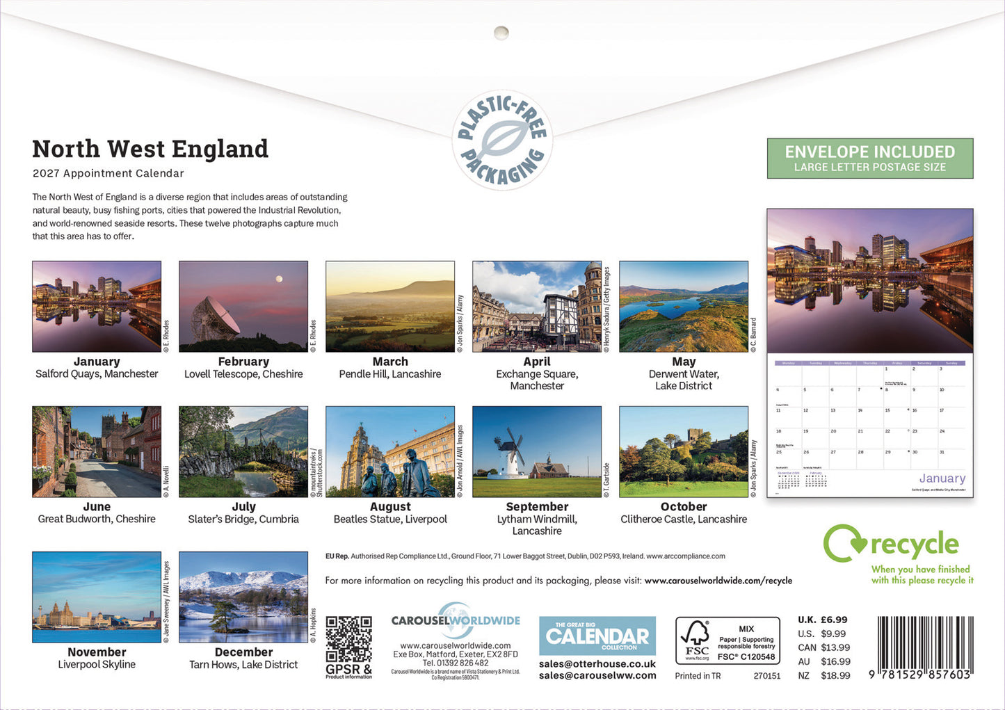 North West England A4 Calendar 2027