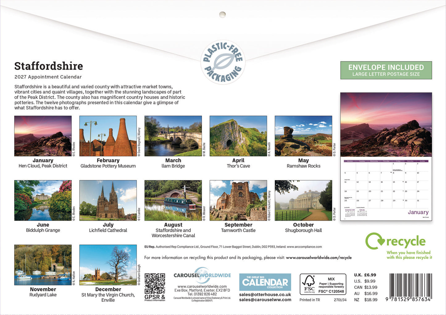 Staffordshire A4 Calendar 2027