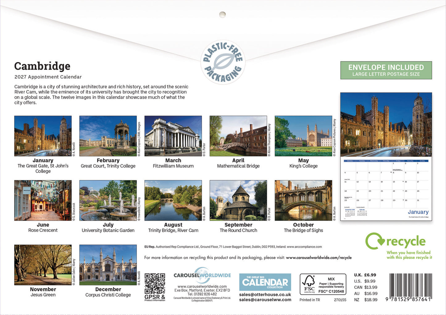 Cambridge A4 Calendar 2027