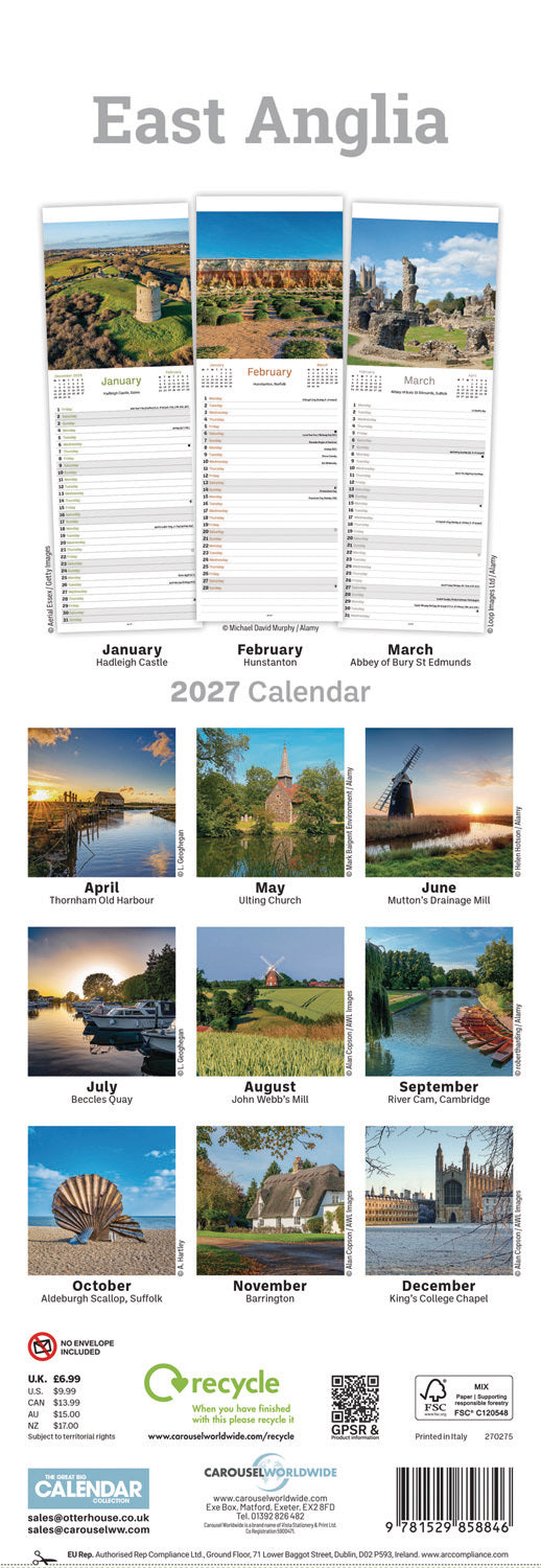 East Anglia Slim Calendar 2027