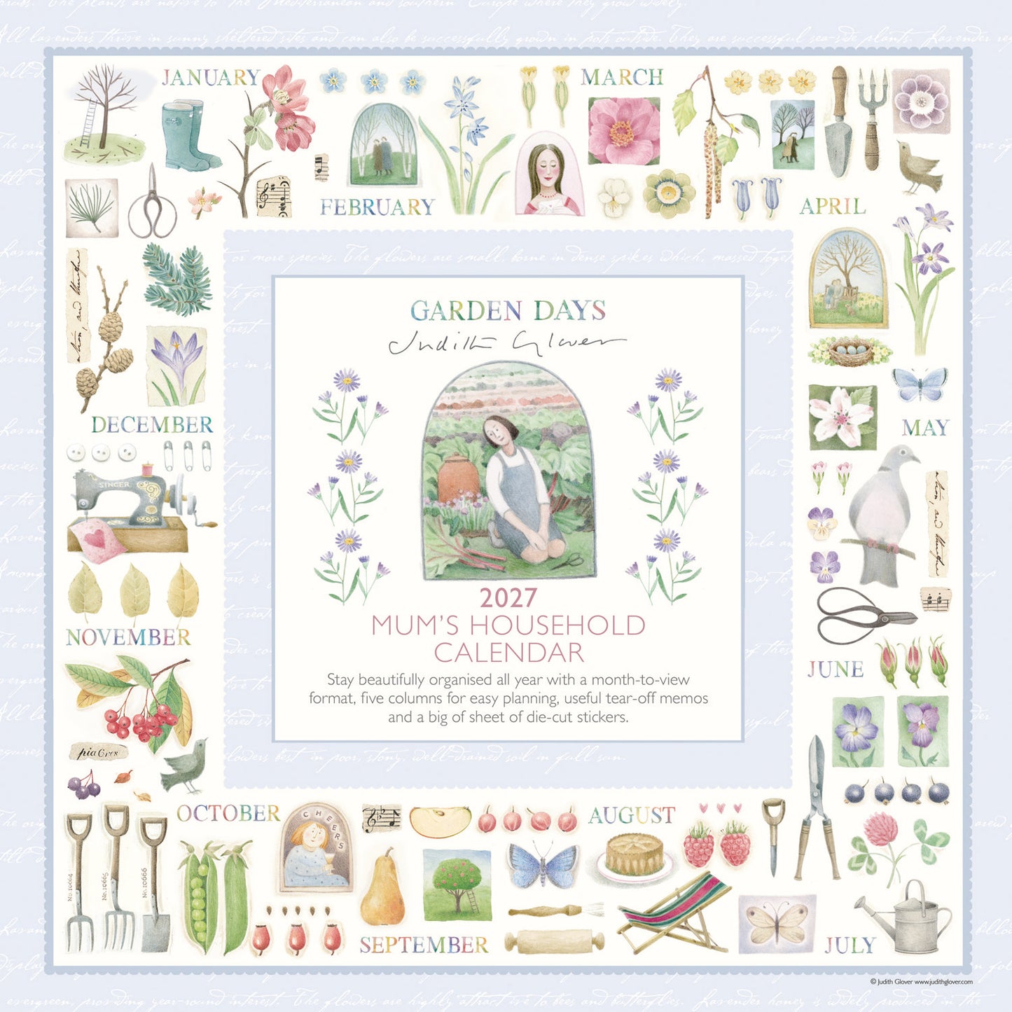 Garden Days Househol Planner Wall Calendar 2027