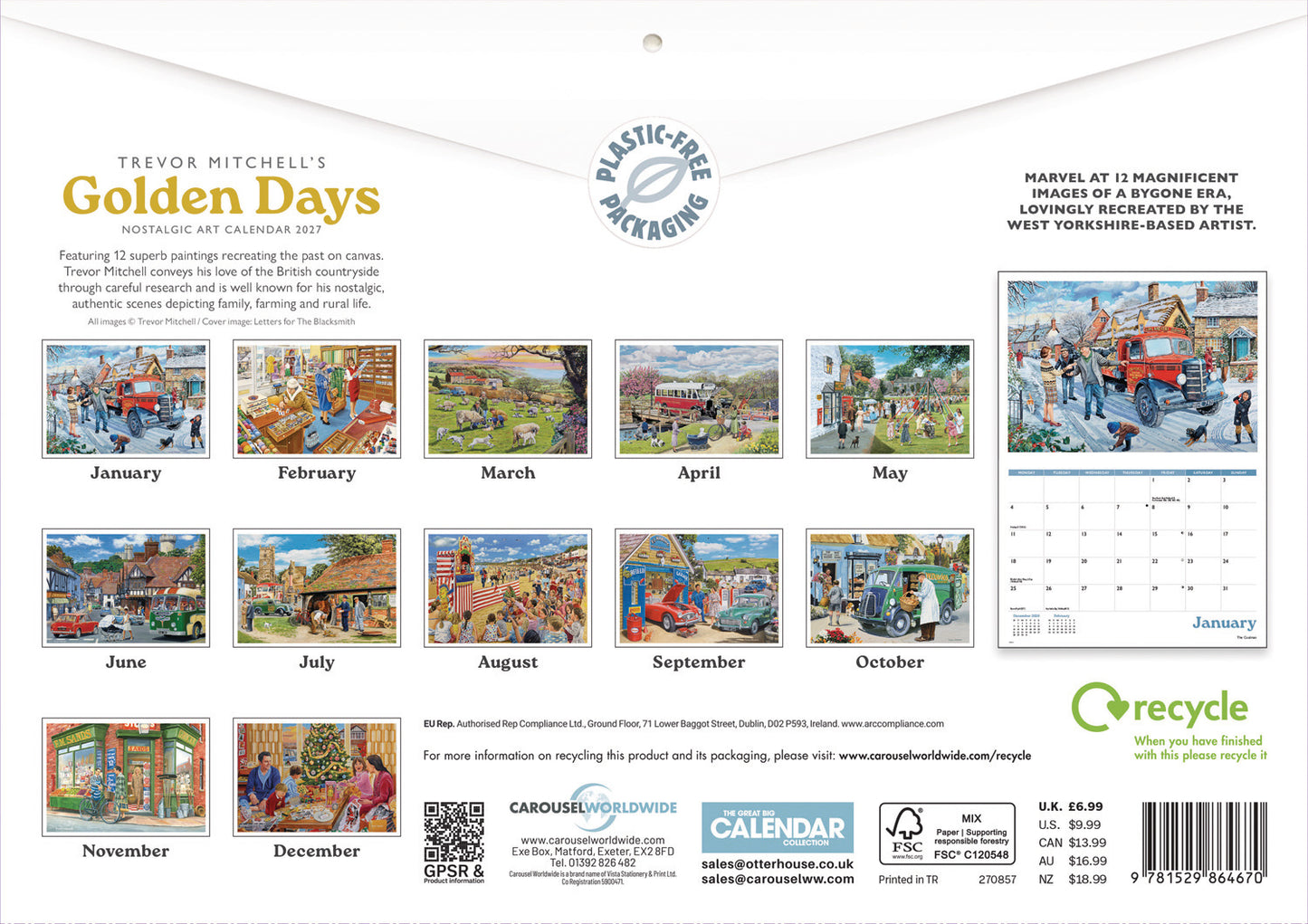 Golden Days, Trevor Mitchell A4 Calendar 2027
