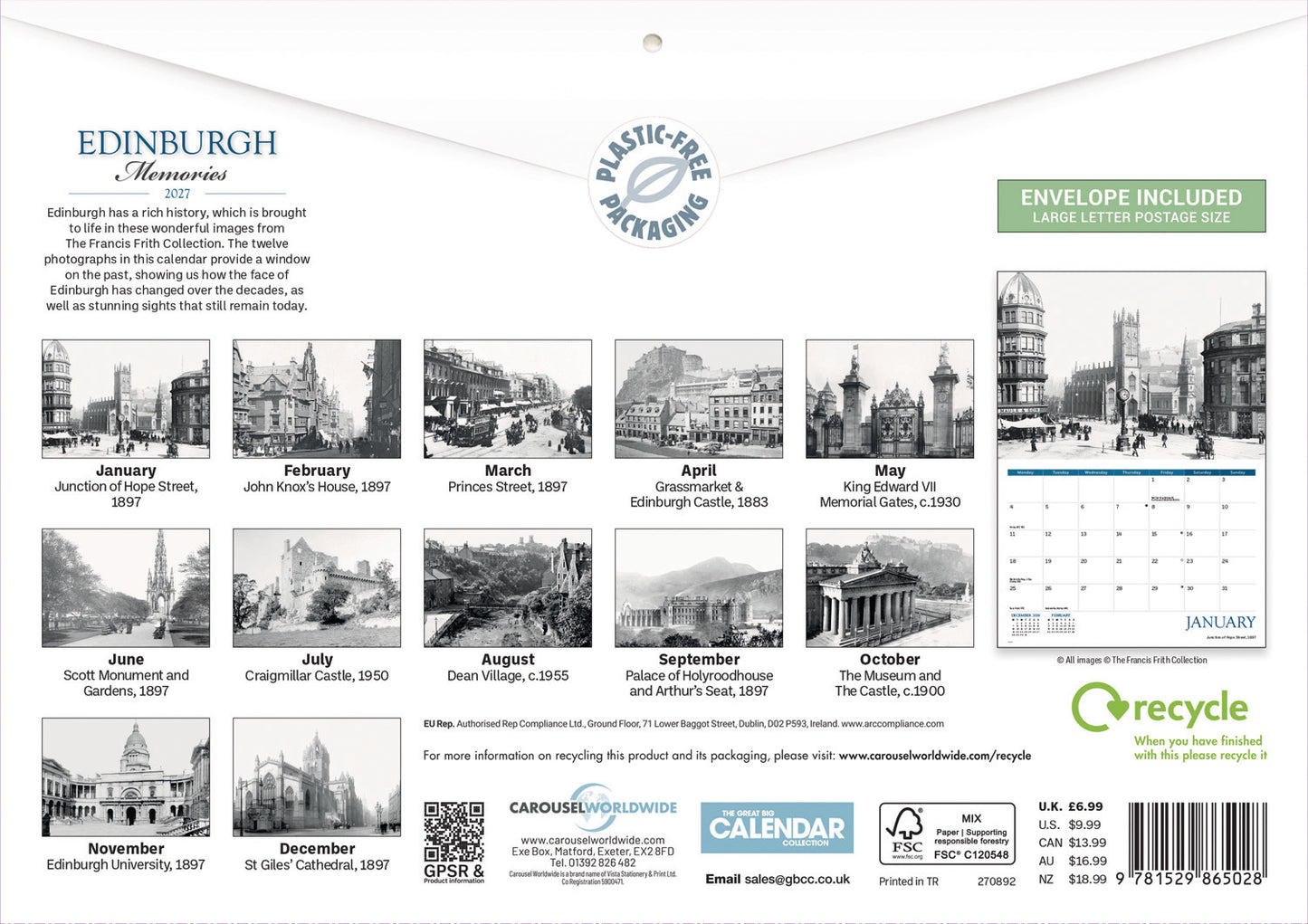Edinburgh Memories A4 Calendar 2027