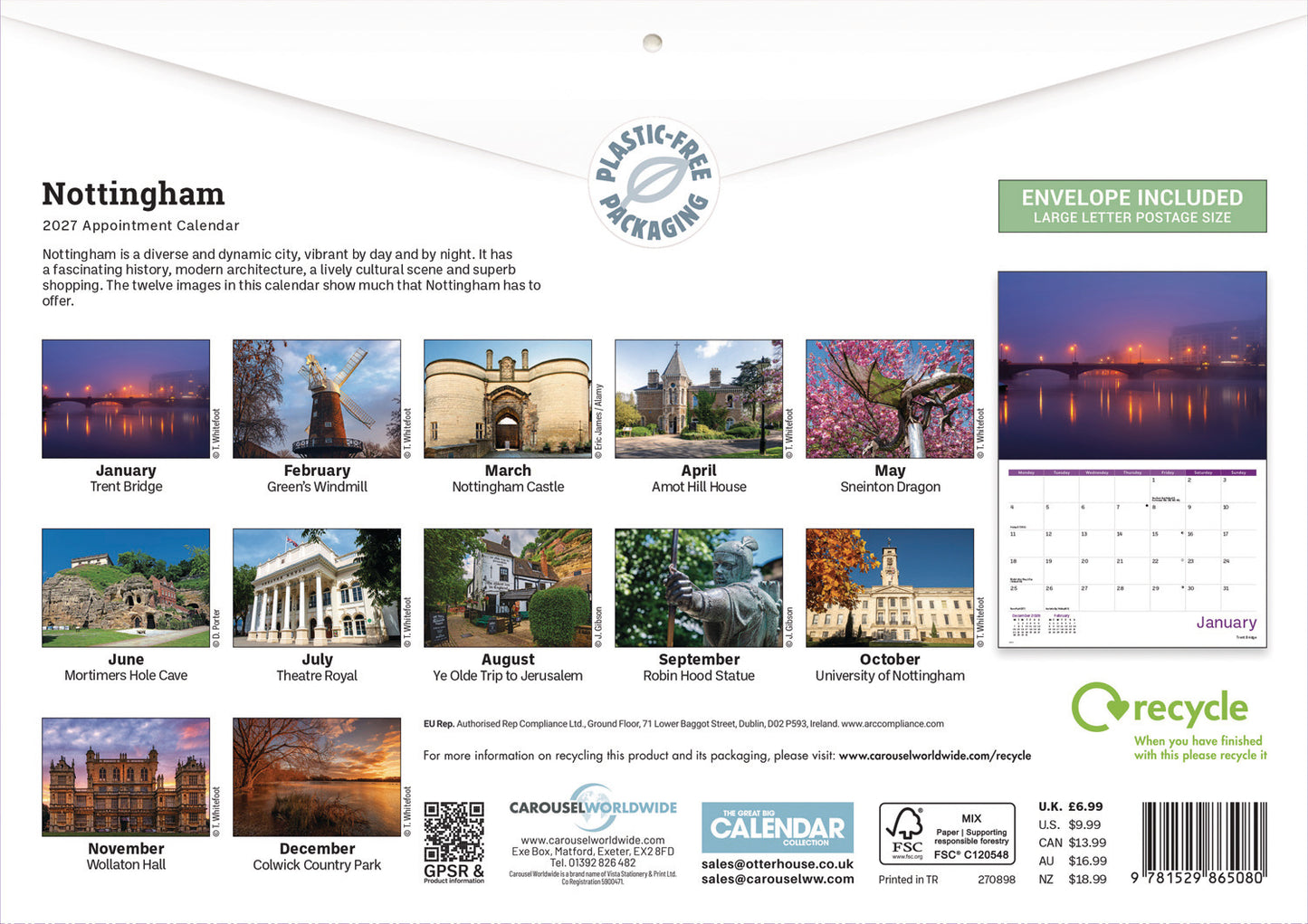 Nottingham A4 Calendar 2027