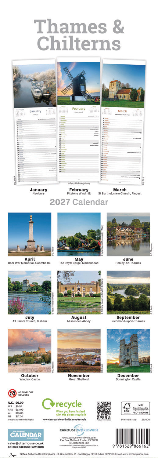 Thames & Chilterns Slim Calendar 2027