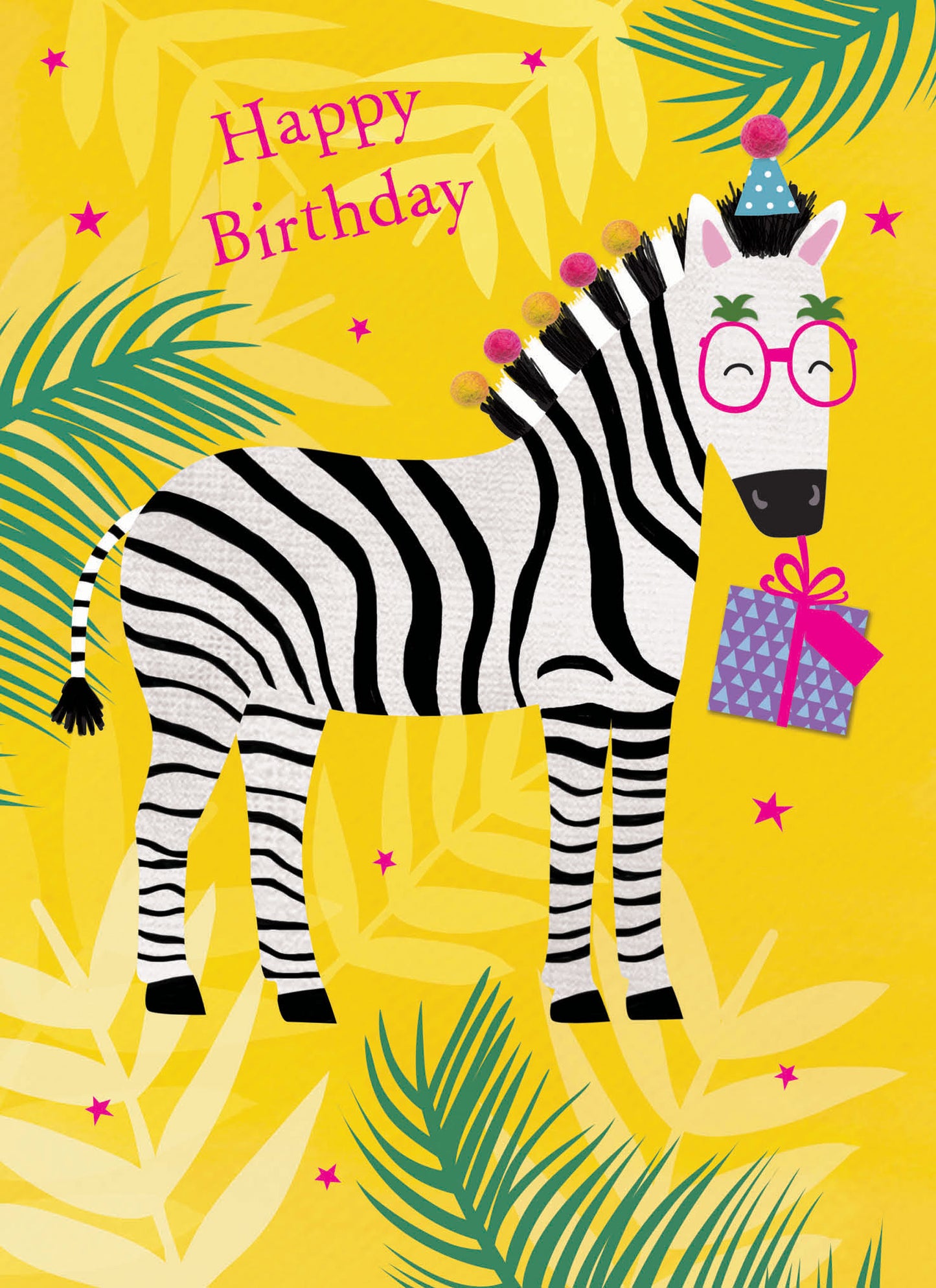 Pom Poms Card Collection - Party Zebra