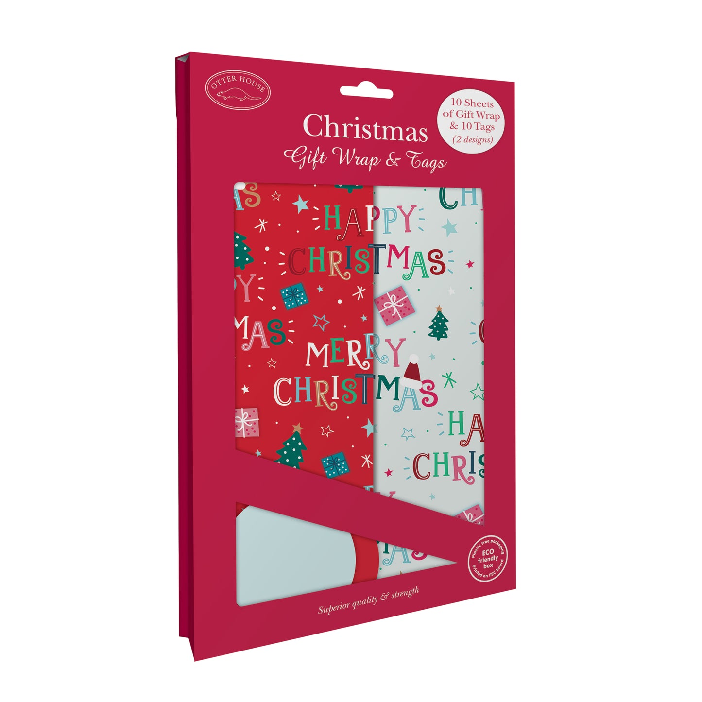 Christmas Wrap & Tags - Christmas Text (10 Sheets & 10 Tags)