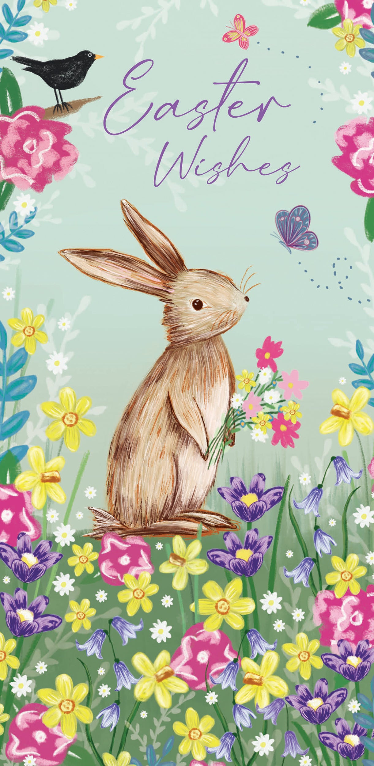 Easter Card - Bunny & Blackbird