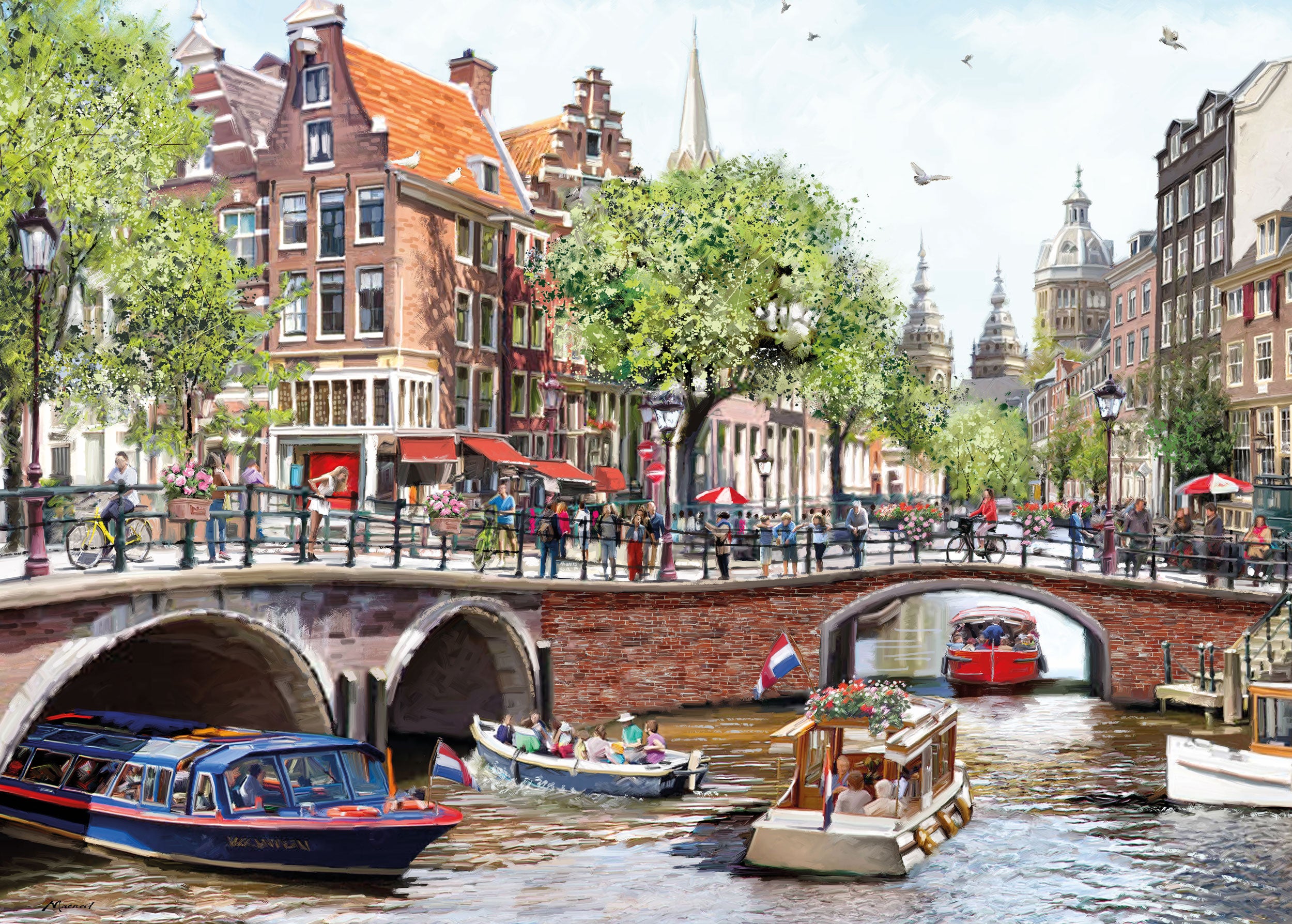 The Canal, Amsterdam 1000-Piece Jigsaw Puzzle - Recycled Paper, Bonus Poster, 27x20 Inches - View #9