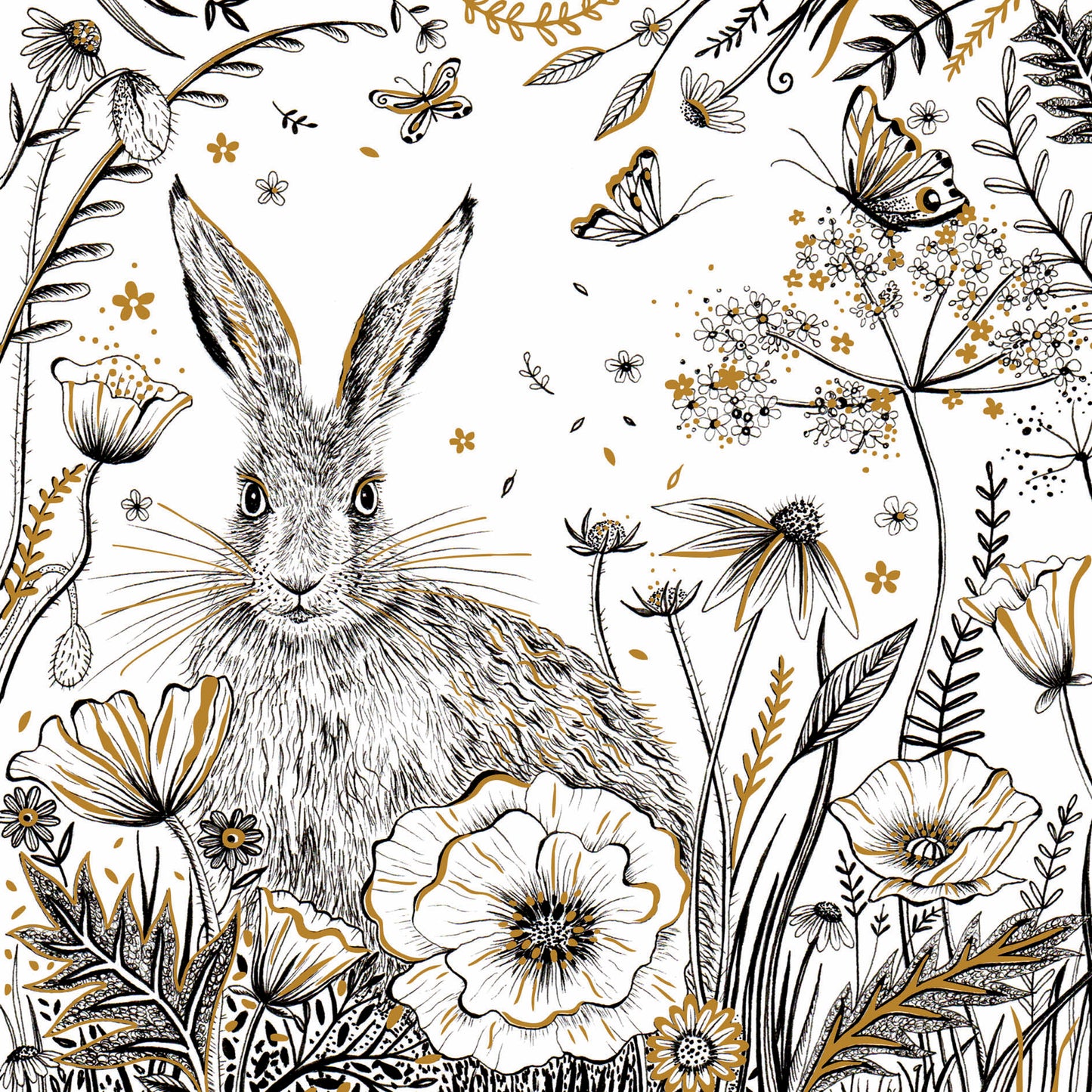 Ink Moon Card Collection - Hare & Poppies