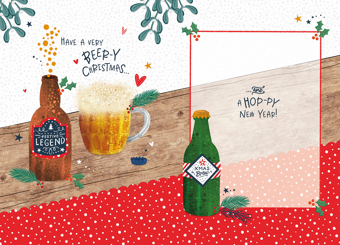 Christmas Card (Single) - Husband - Beers