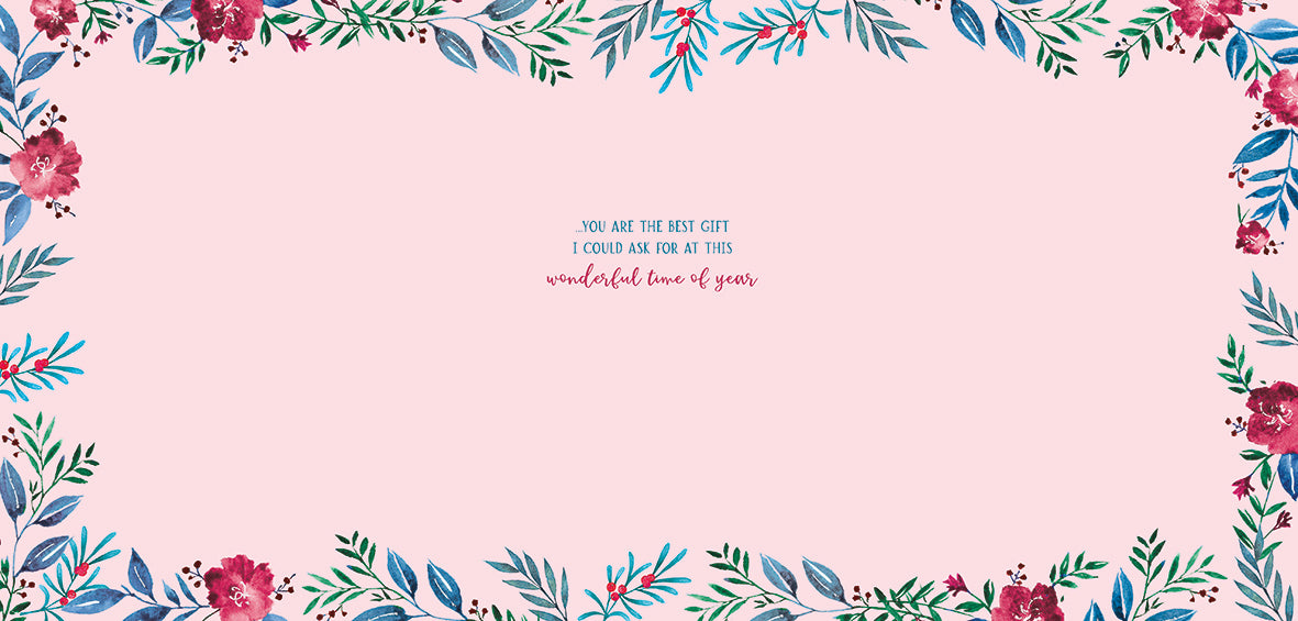 Christmas Card (Single) - Wife - Heart Wreath