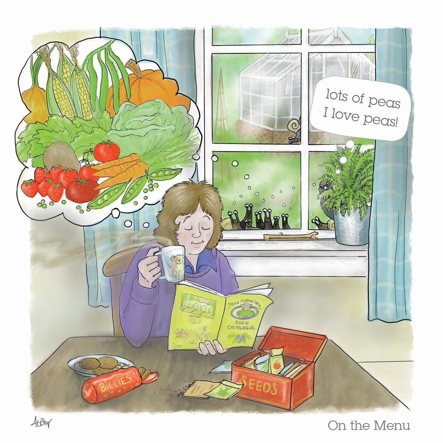 Alison's Animals Card - Garden Antics - On the Menu