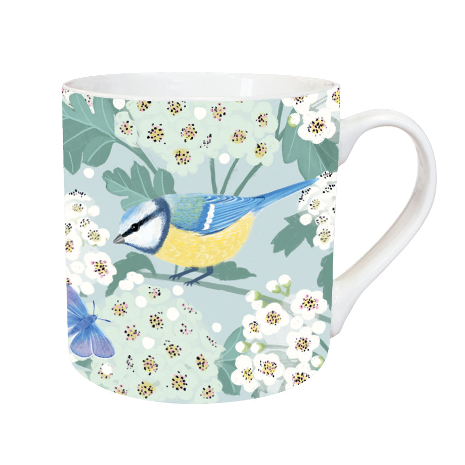 RSPB White Blossom - Tarka Mug - Blue Tits & Hawthorn