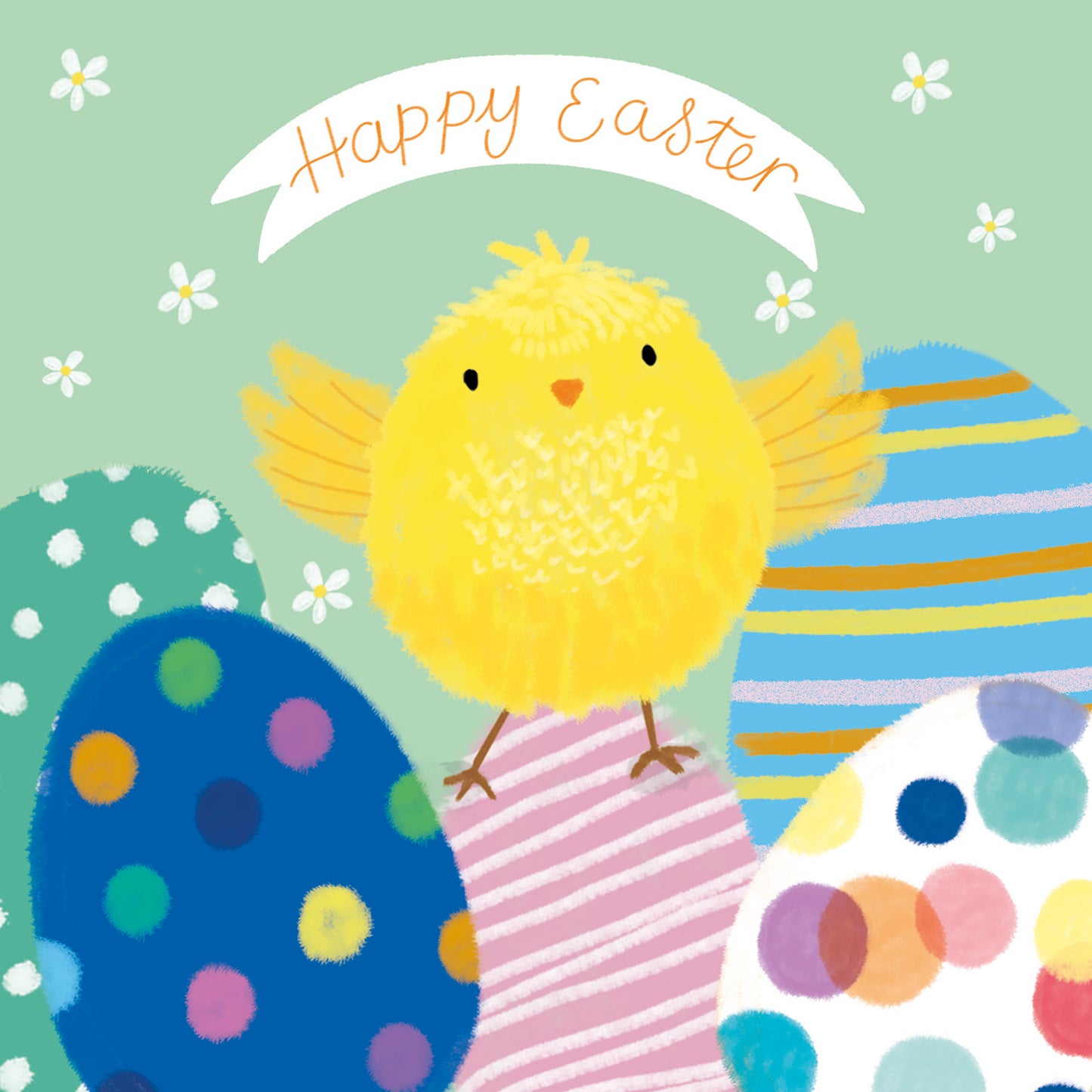 Easter Card - Chick & Colourful Eggs