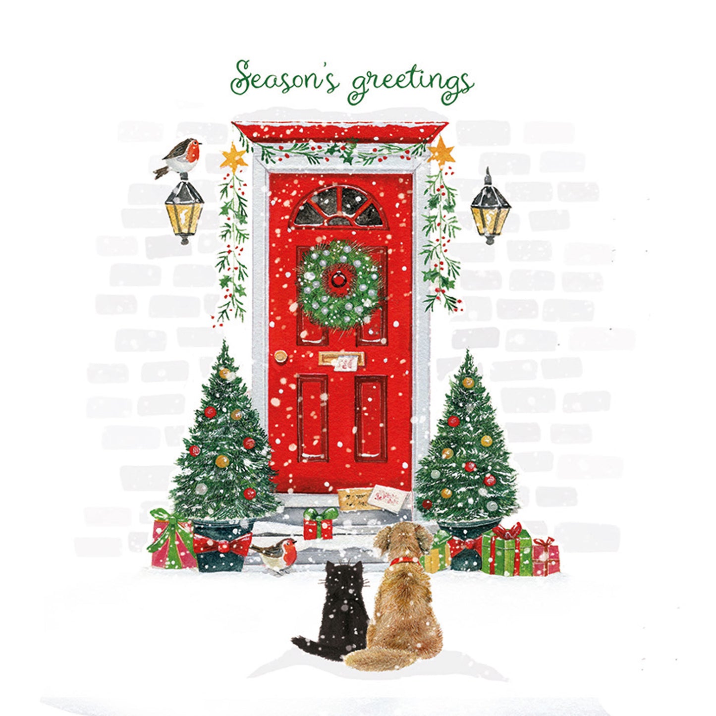 Luxury Charity Christmas Card Twin Pack (10 Cards) - Waiting on the Doorstep