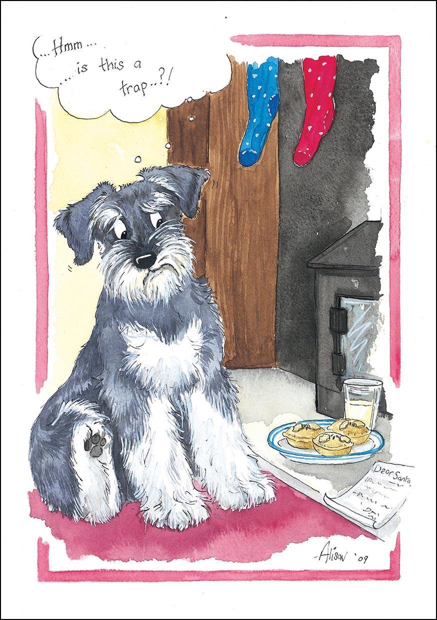 XMAS CARD - Alison's Animals - Is this a trap? (Splimple)