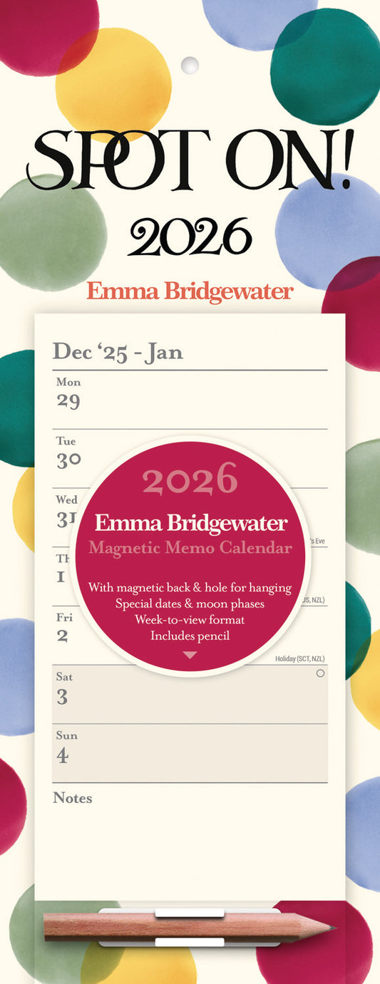 Emma Bridgewater Big Polka Dot WTV Magnetic Calendar 2026