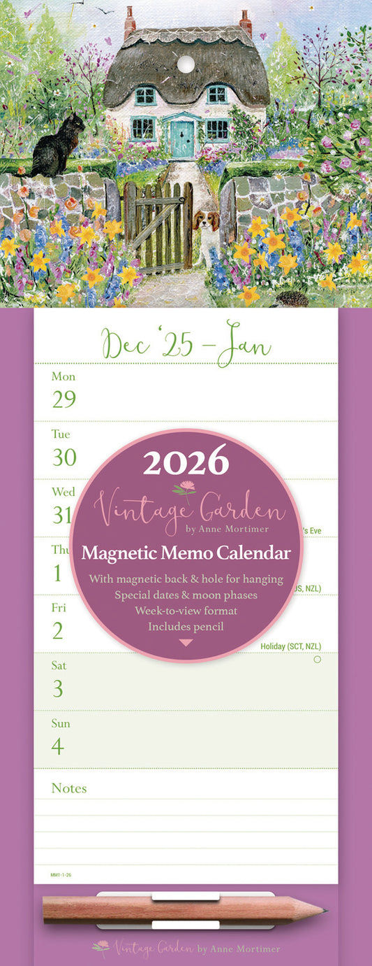 Vintage Garden WTV Magnetic Calendar 2026
