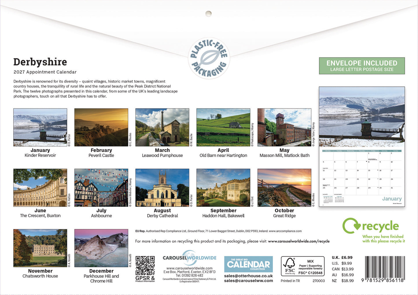 Derbyshire A4 Calendar 2027