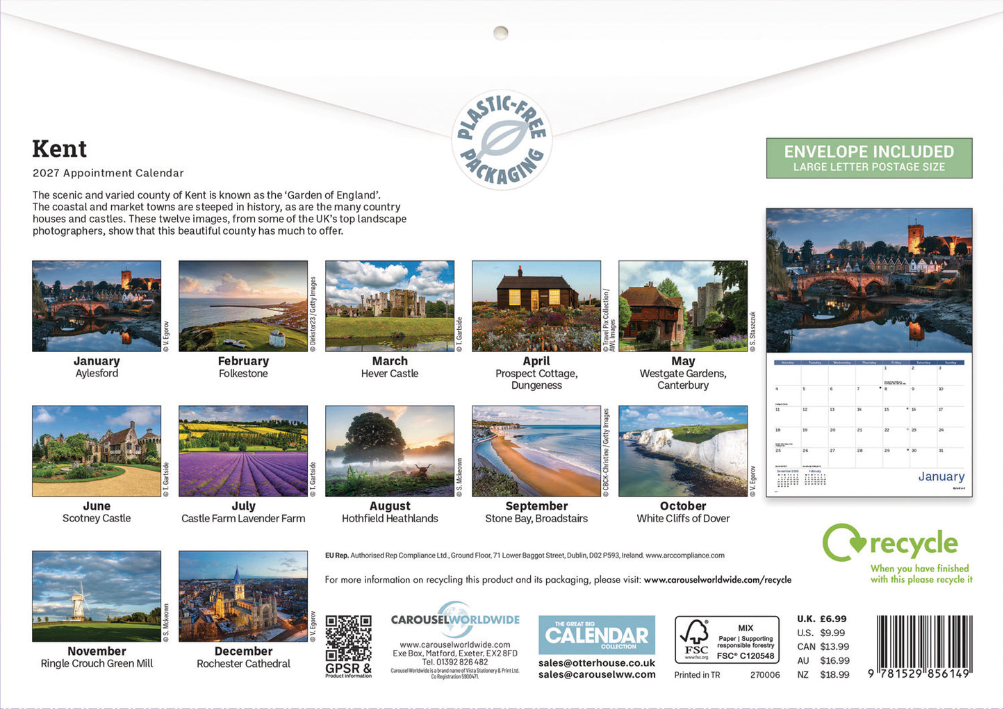 Kent A4 Calendar 2027