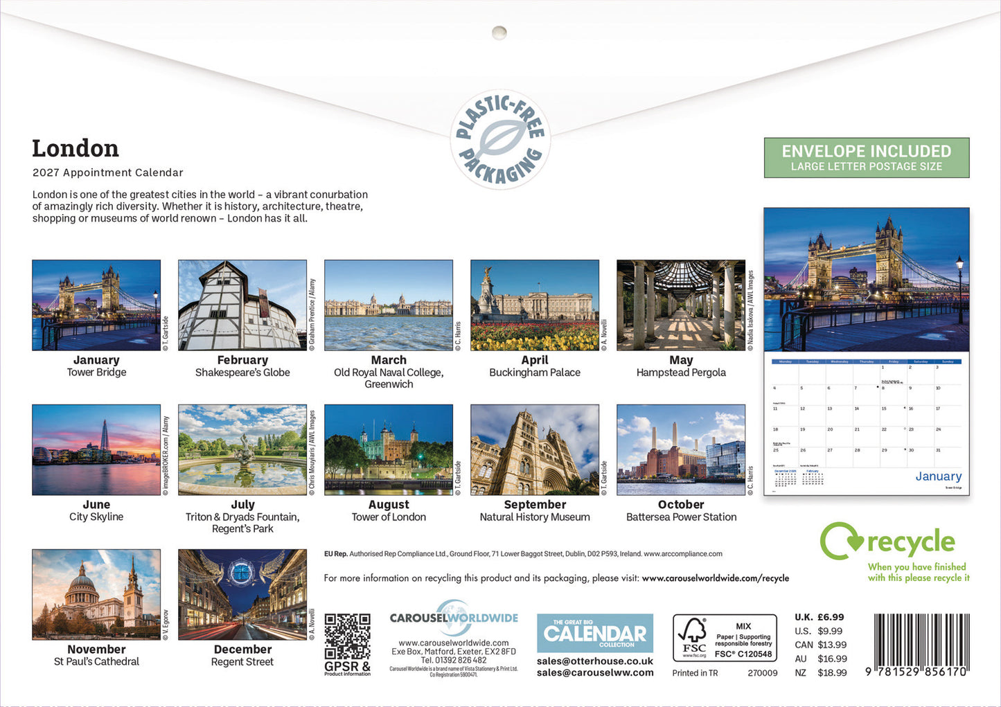 London A4 Calendar 2027