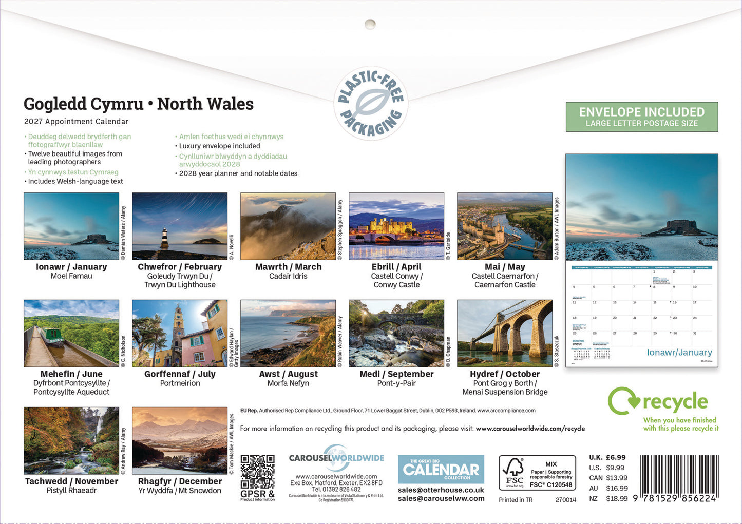 North Wales A4 Calendar 2027