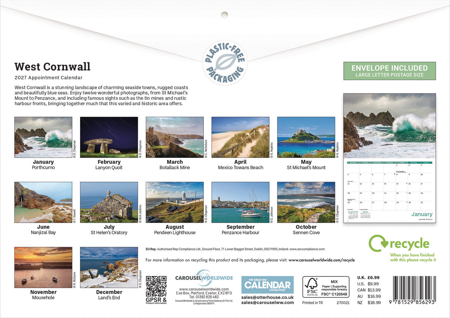 West Cornwall A4 Calendar 2027