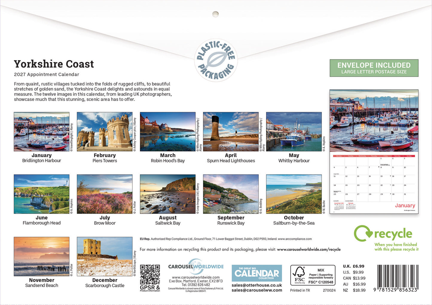 Yorkshire Coast A4 Calendar 2027