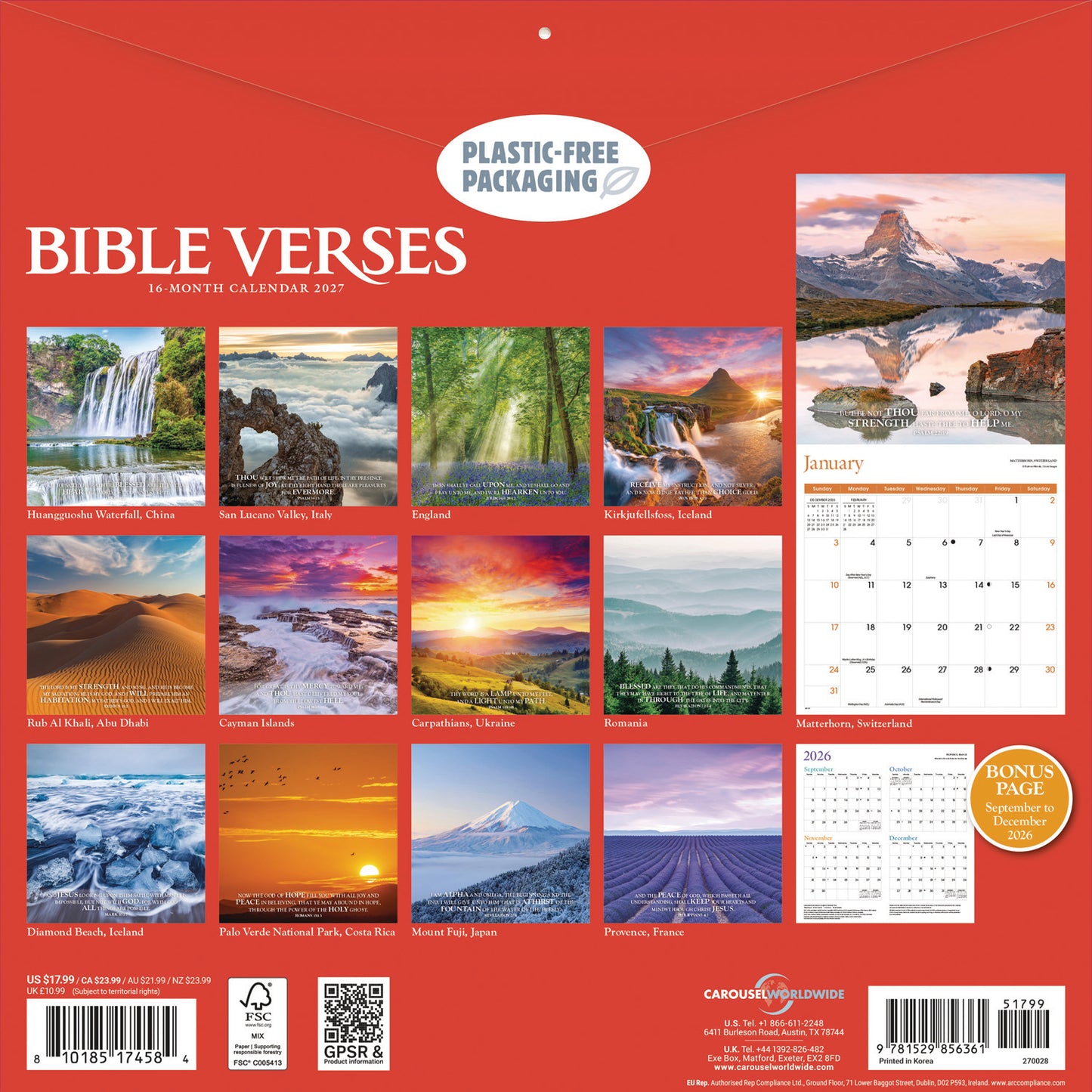 Bible Verses Wall Calendar 2027