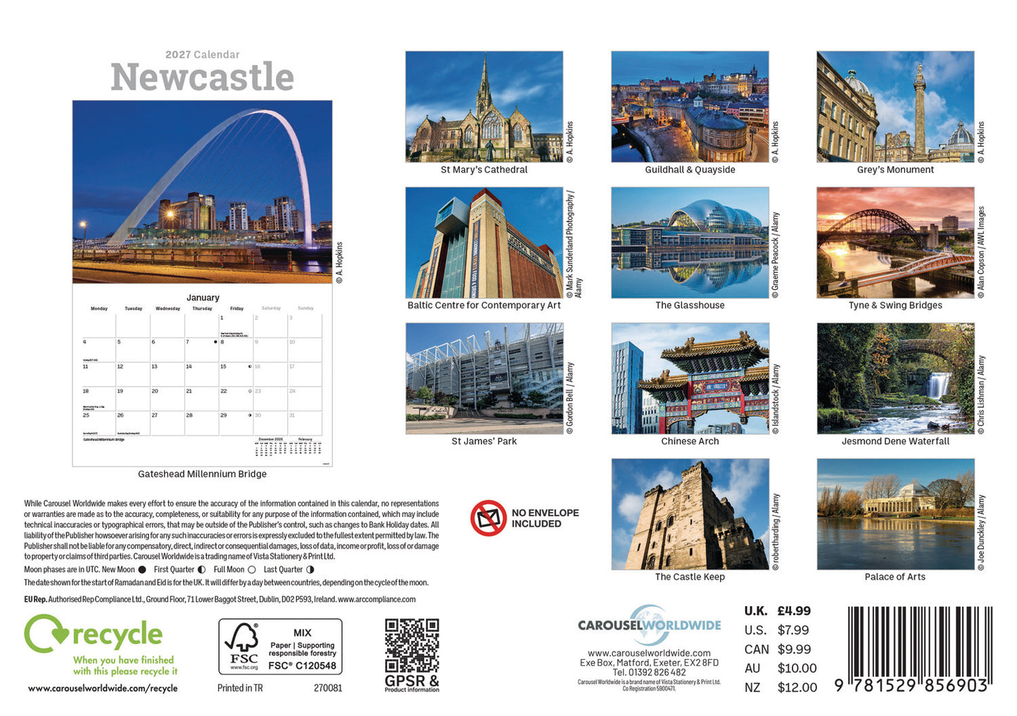 Newcastle A5 Calendar 2027