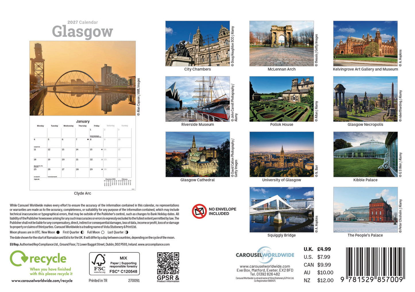 Glasgow A5 Calendar 2027