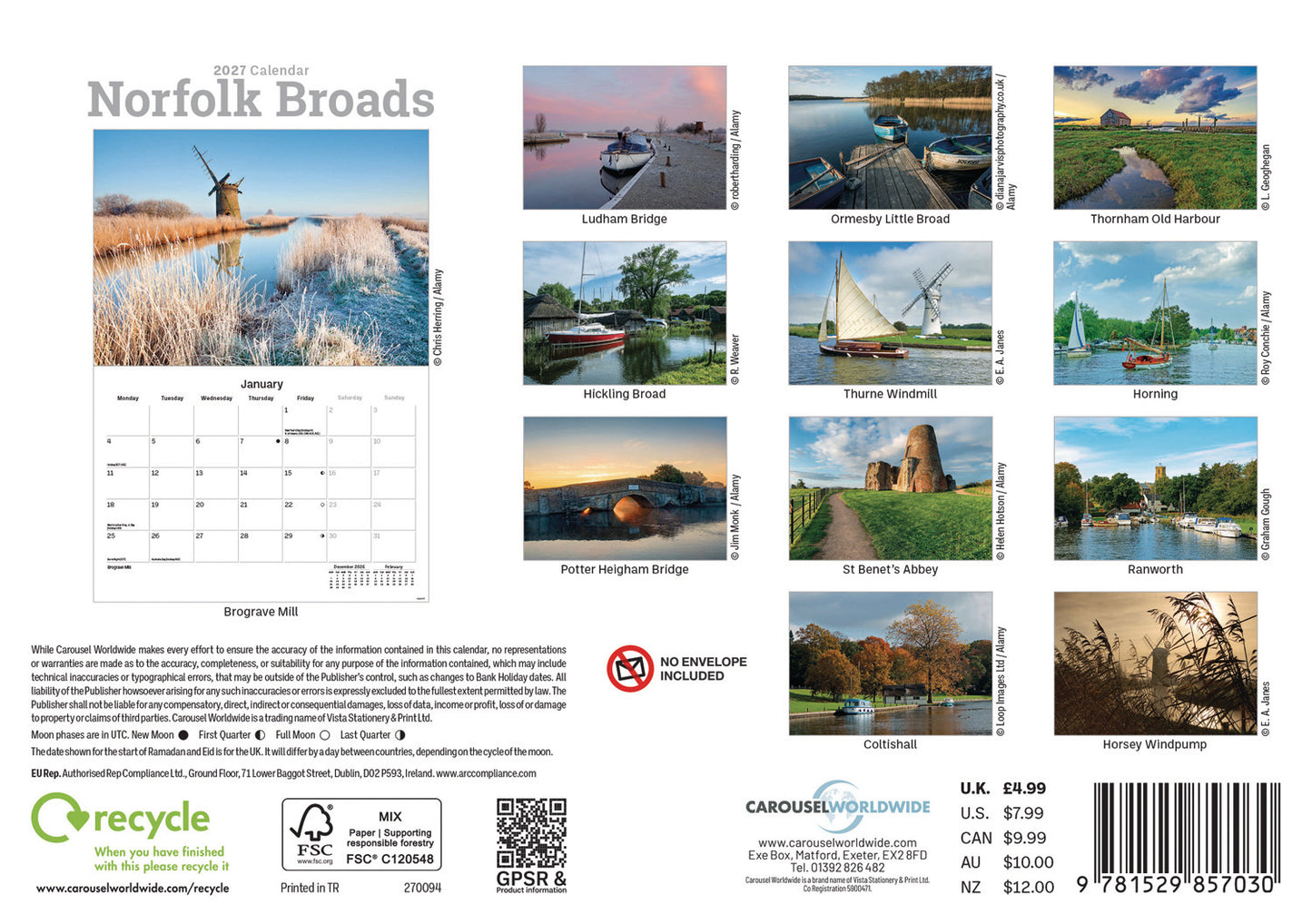Norfolk Broads A5 Calendar 2027