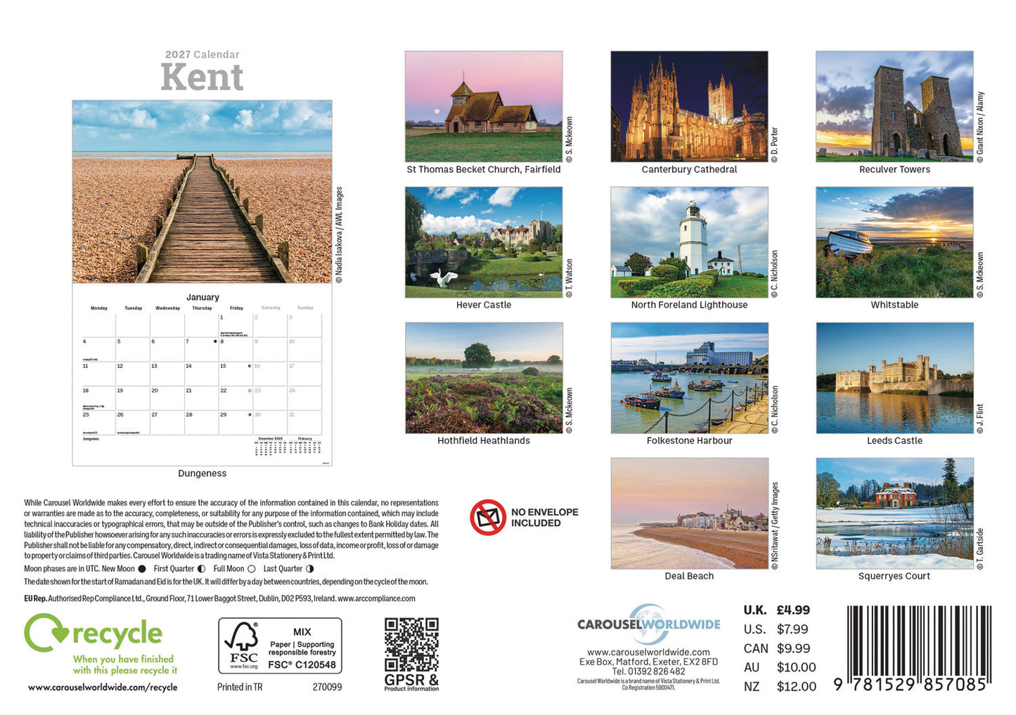 Kent A5 Calendar 2027