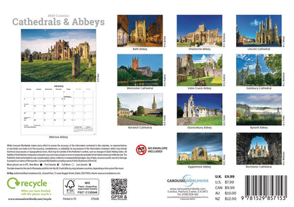 Cathedrals and Abbeys A5 Calendar 2027