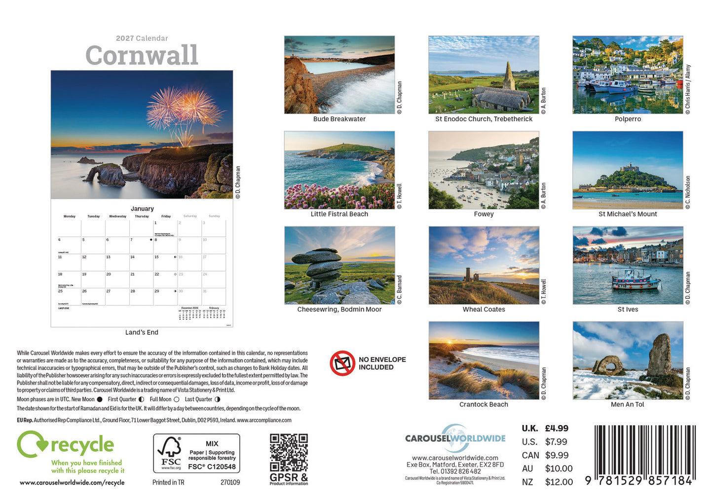 Cornwall A5 Calendar 2027