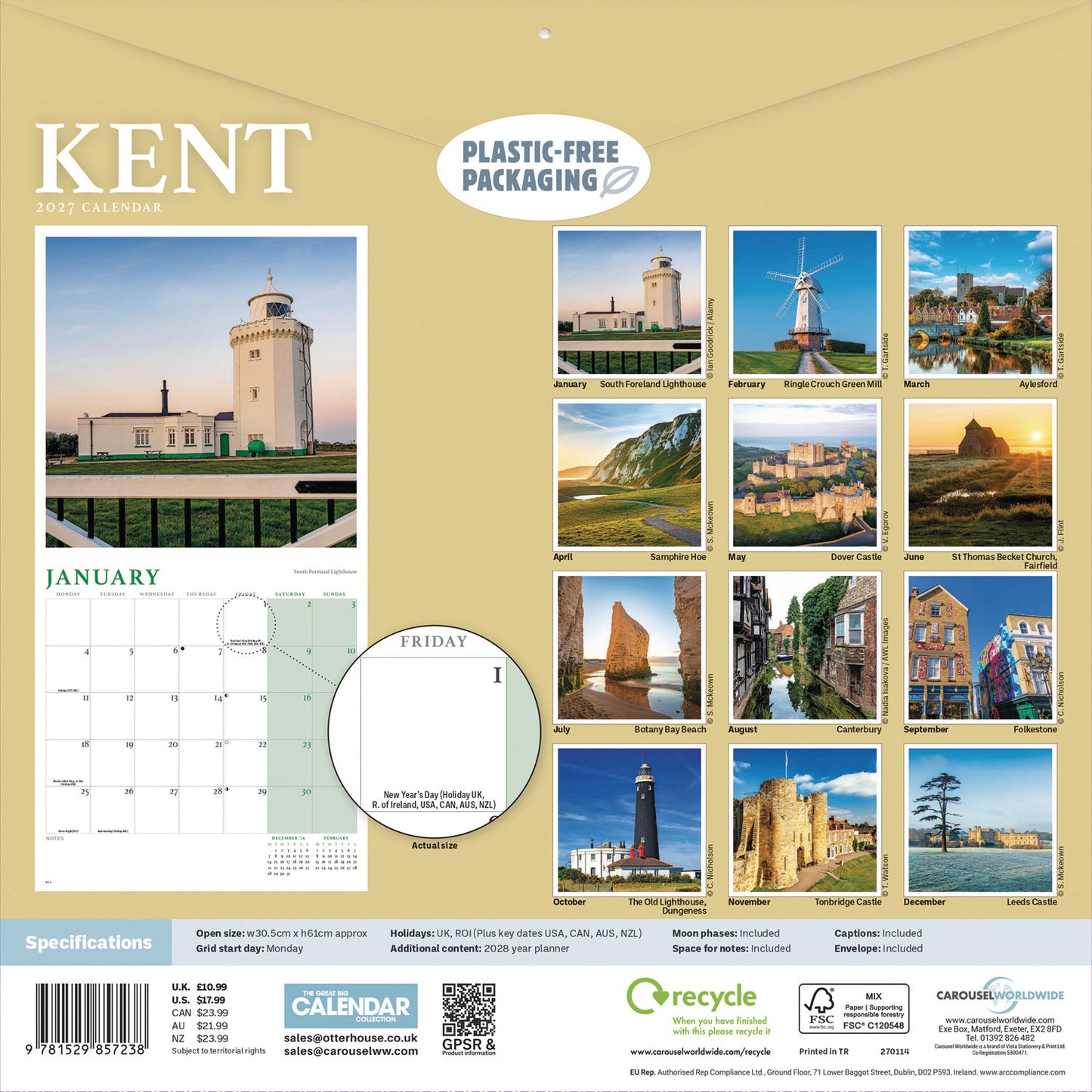 Kent Wall Calendar 2027
